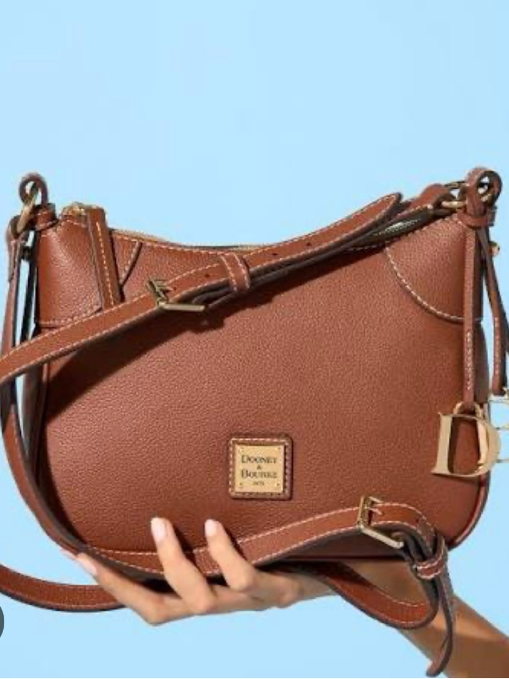 NIB Dooney & Bourke Chestnut Pebble Leather Saddle Crossbody